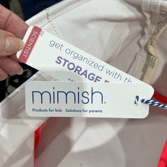 MIMISH White Storage Bin Round Canvas 100% Cotton With Zipper & Handles - Picture 4 of 8